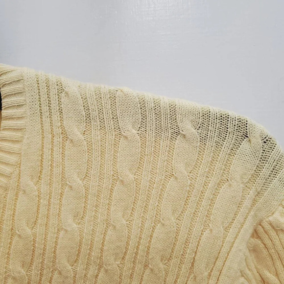 Gap Stretch Women's Vintage 90s Yellow Small Cable Knit Crew Neck Sweater Size M - Picture 2 of 5